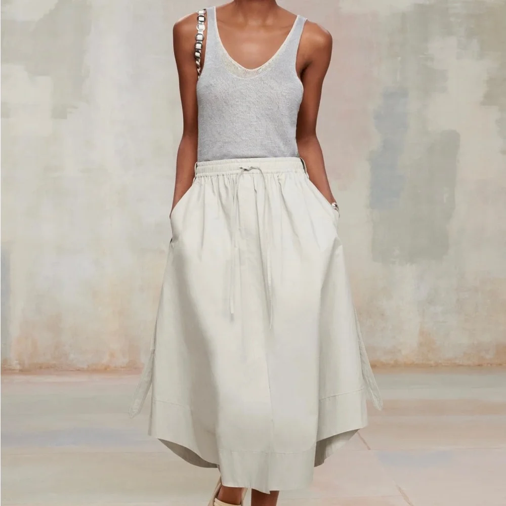 Zara SRPLS limited edition grey/ beige Drawstring Skirt